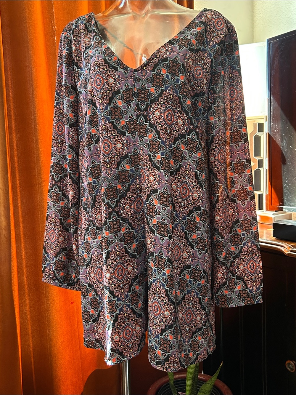 Forever 21 Multicolor V-Neck Long Sleeve Romper